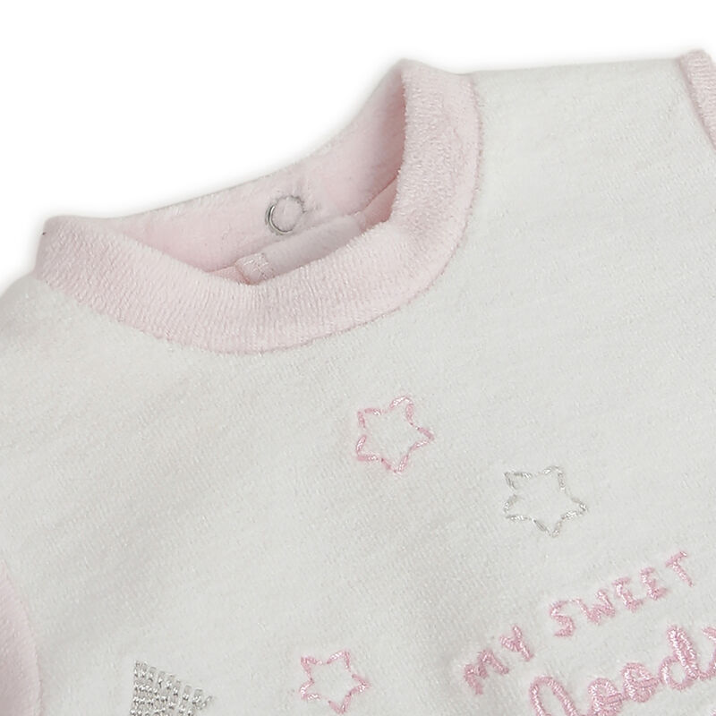 Girls Light Pink Applique Nappy Opening Babysuit image number null